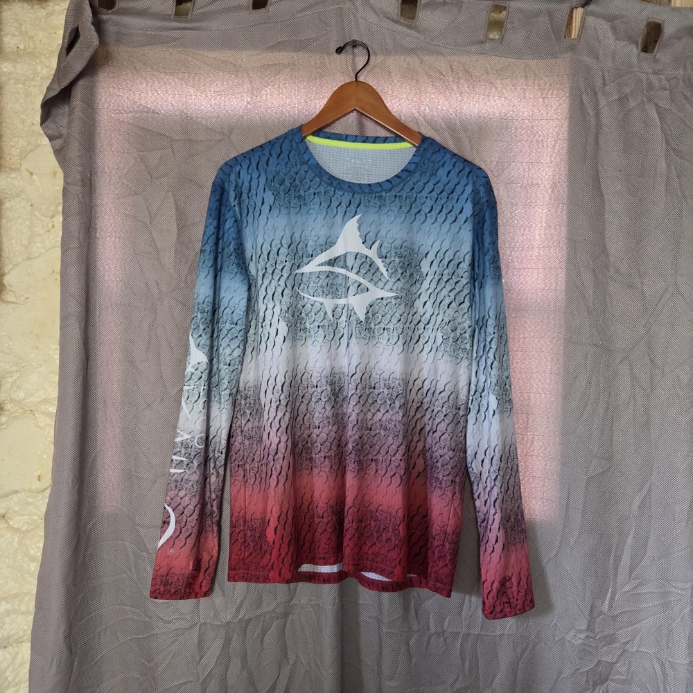 Loco Skailz Shirt Mens Medium Multicolor Long Sleeve Performance Fishing Tee Top
